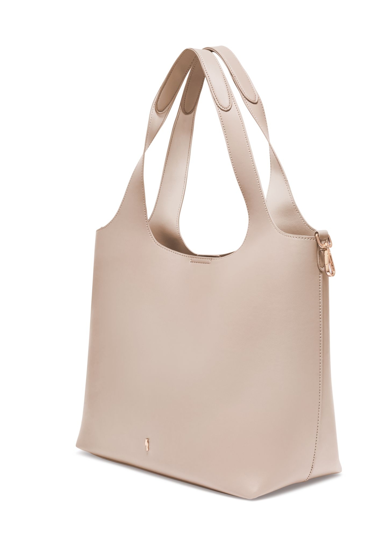 Torebka shopper damska w kolorze ecru TOREC-1259-0B(Z26) - widok produktu po skosie, na białym tle.