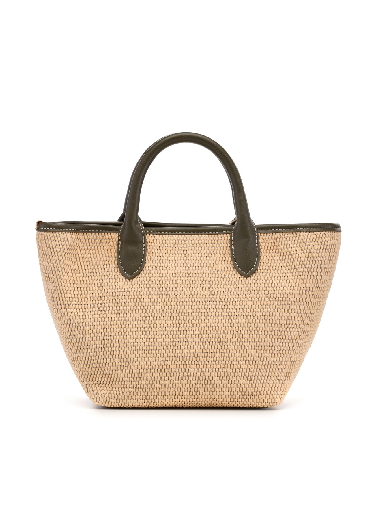 Pleciona mała torebka damska TOREC-1230-1E(W26) - widok produktu z tyłu, na białym tle.