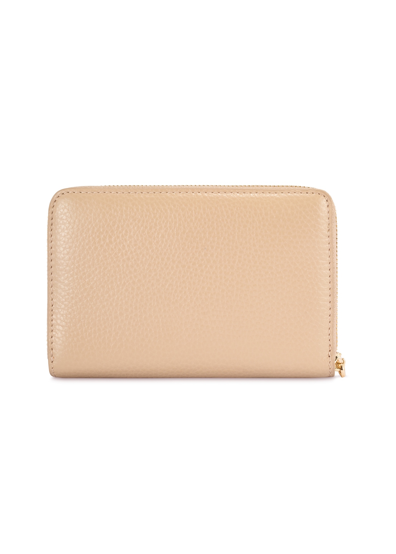 Beżowy skórzany średni portfel damski PORES-0898R-1B(W26), widok produktu z tyłu na białym tle.