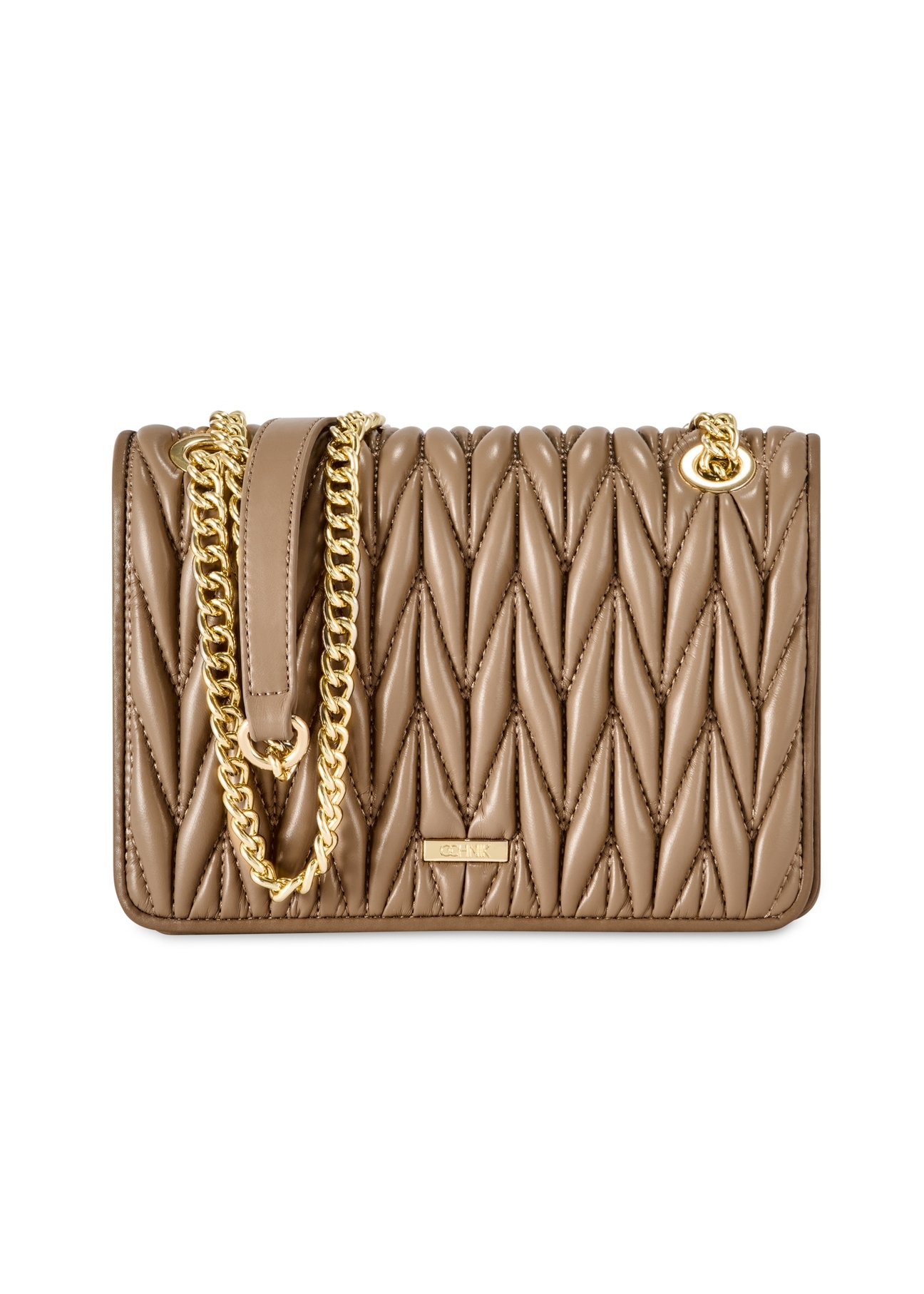 Beżowa torebka damska z łańcuszkiem TOREC-1102-24(Z25)