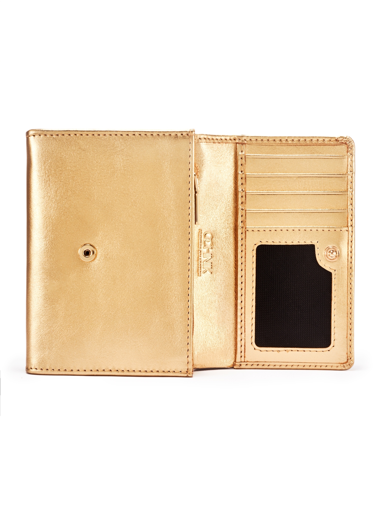 Złoty skórzany portfel damski PORES-0959-28(W25)