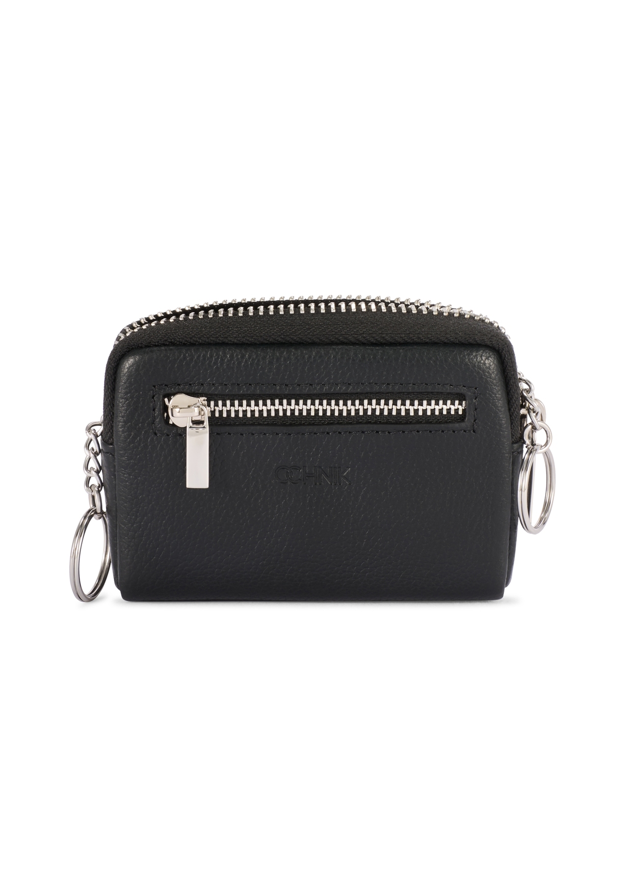 Czarny skórzany portfel męski PORMS-0689-9I(W26), widok produktu z przodu na białym tle.