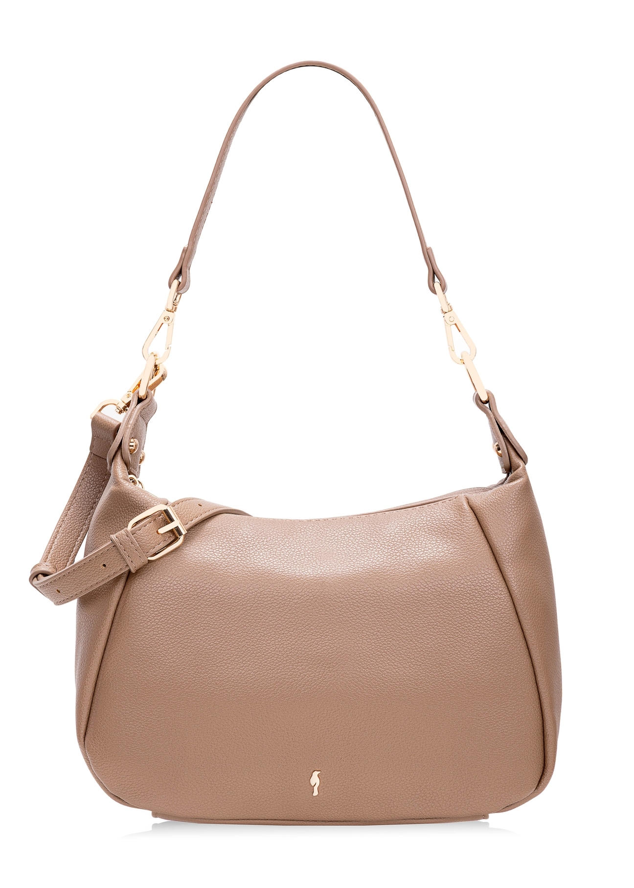 Torebka shopper na ramię w kolorze camelu TOREC-0885B-81(Z25), widok produktu od przodu na białym tle.