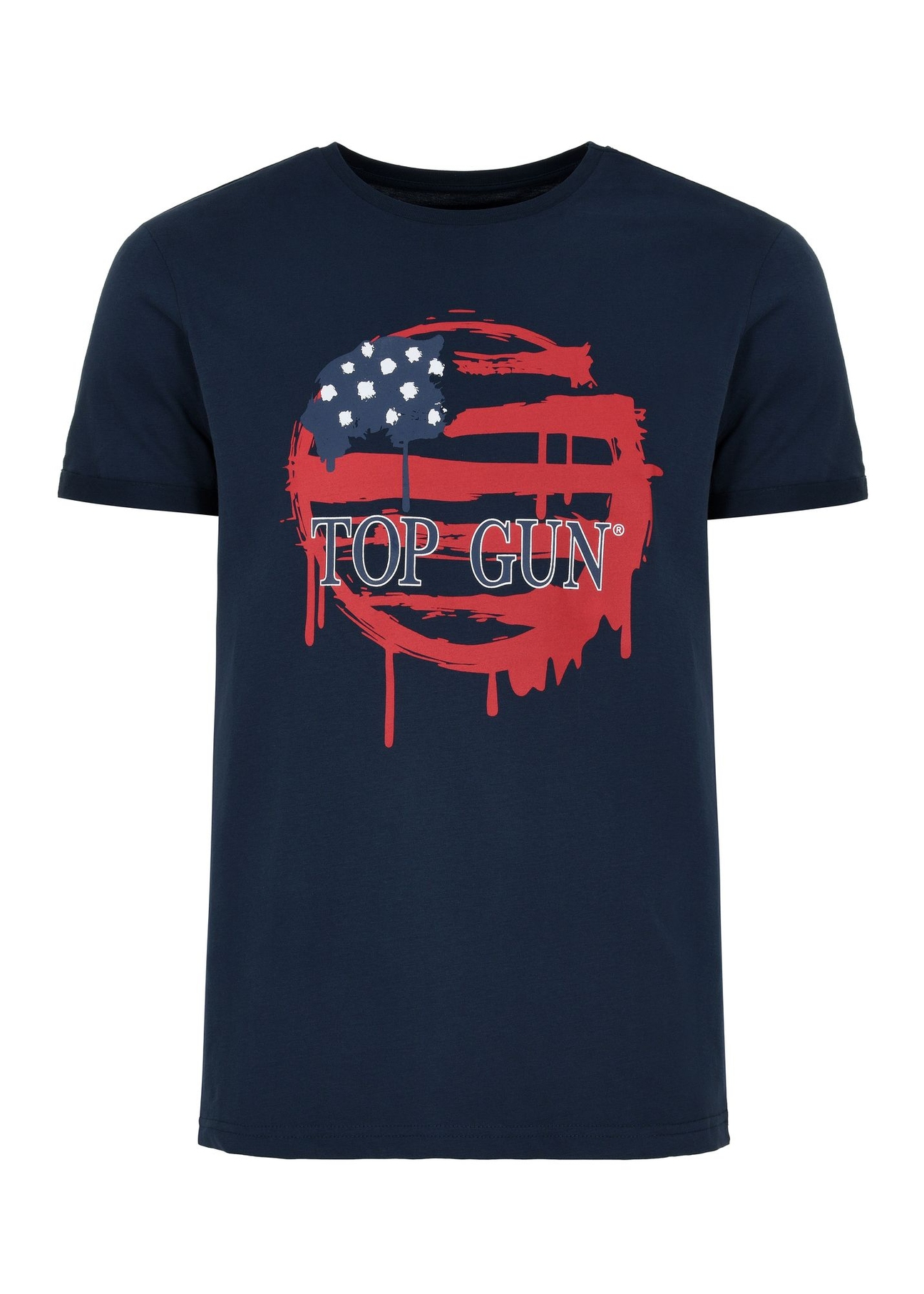 Granatowy T-shirt męski TOP GUN TSHMT-0114-69(W24)-04