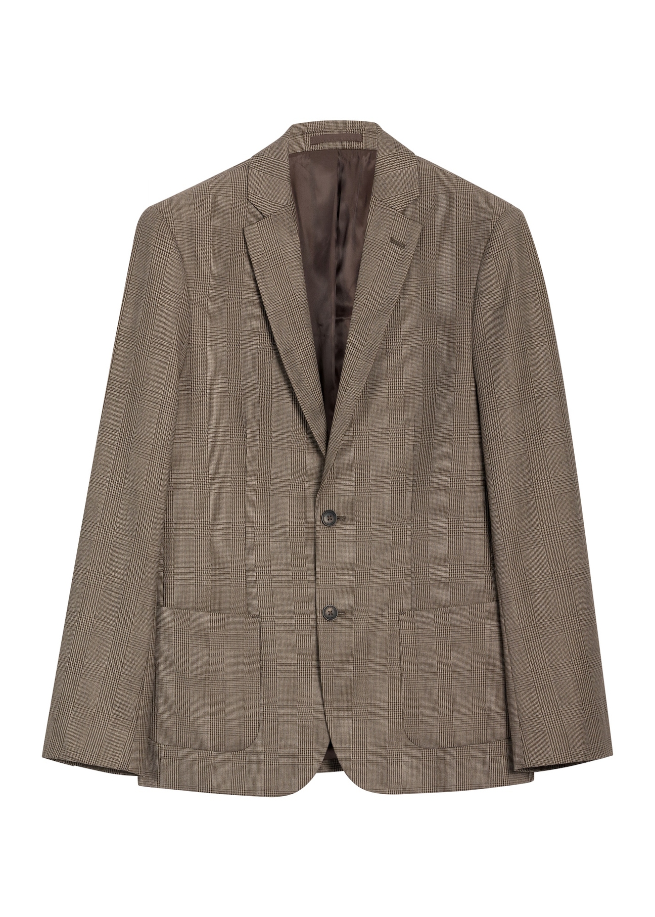Brązowa marynarka męska z wełną MARMT-0027-1D(Z26), widok produktu z przodu na białym tle.