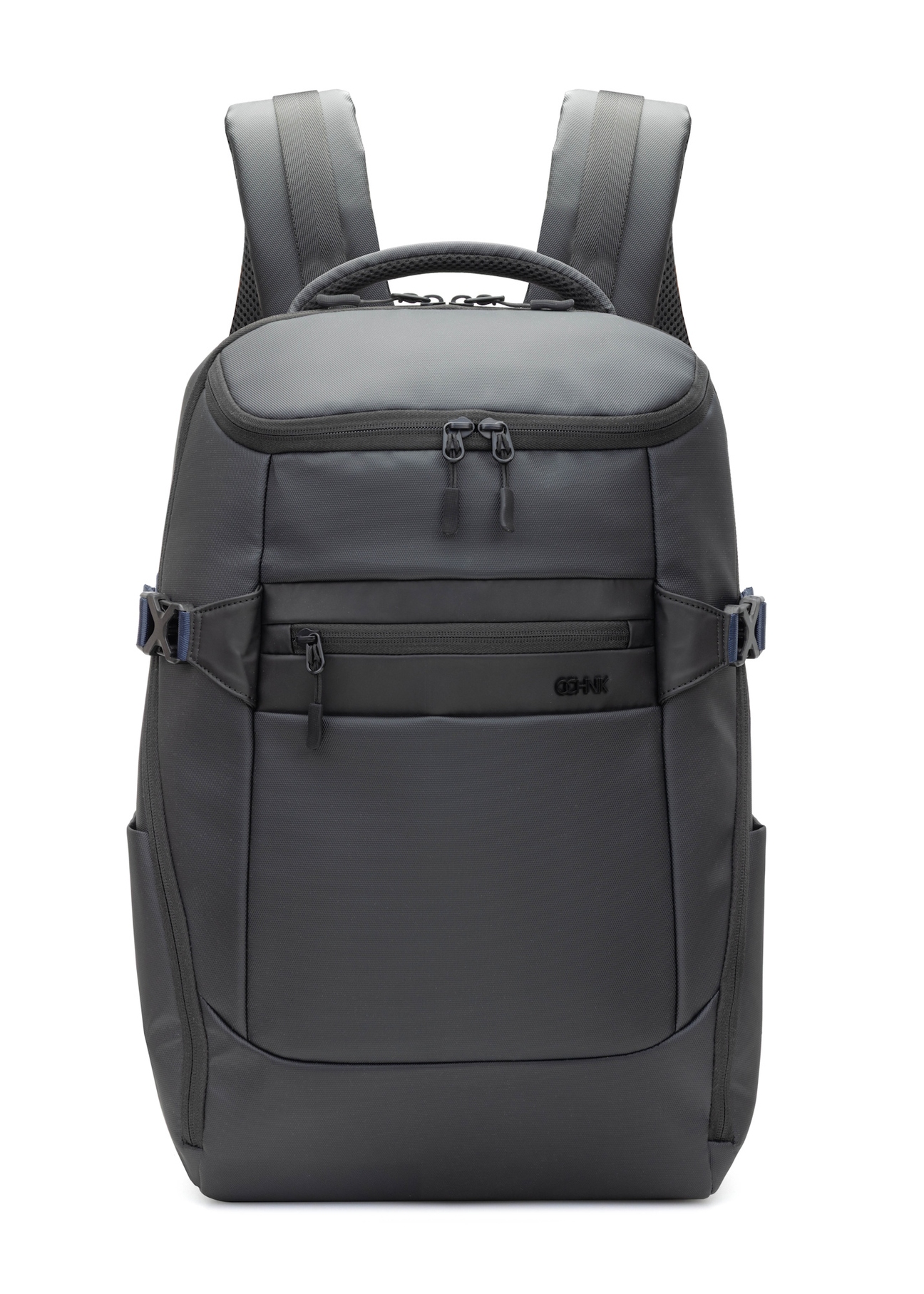 Czarny podróżny plecak męski TORMN-0392-9J(W26), widok produktu z przodu na białym tle.