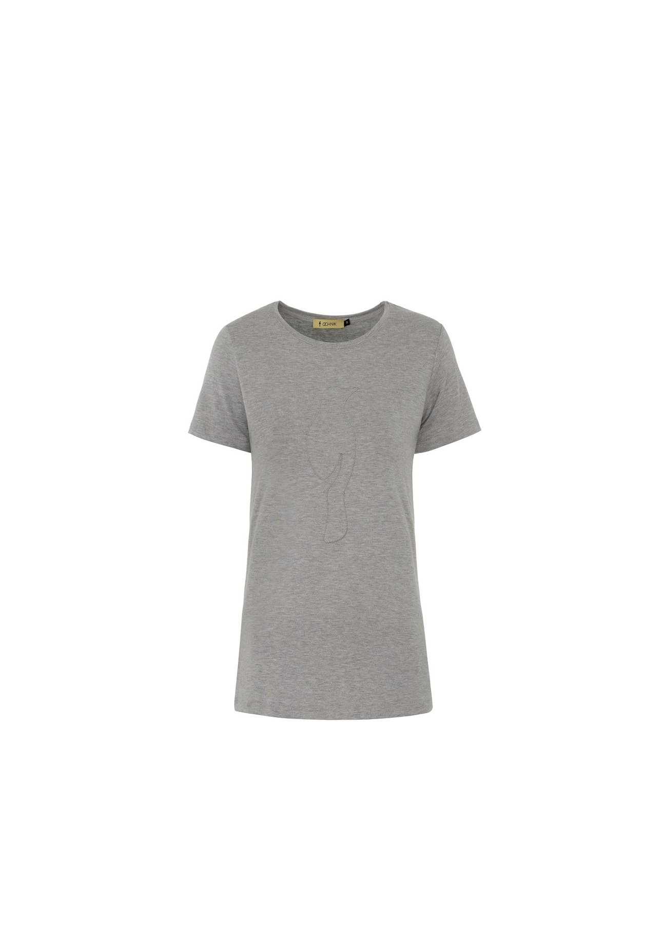 Szary T-shirt damski z wilgą TSHDT-0022-91(Z18)-01