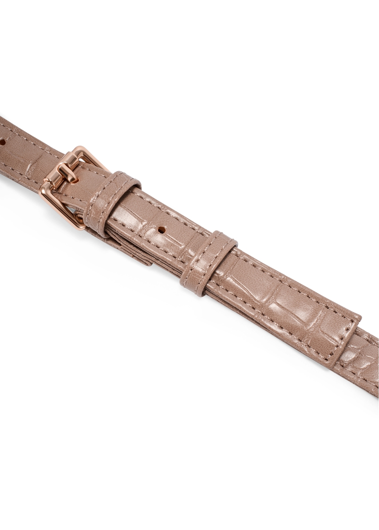 Beżowa półokrągła listonoszka damska TOREC-1184-1D(W26), zbliżenie na detal produktu, widok na białym tle.