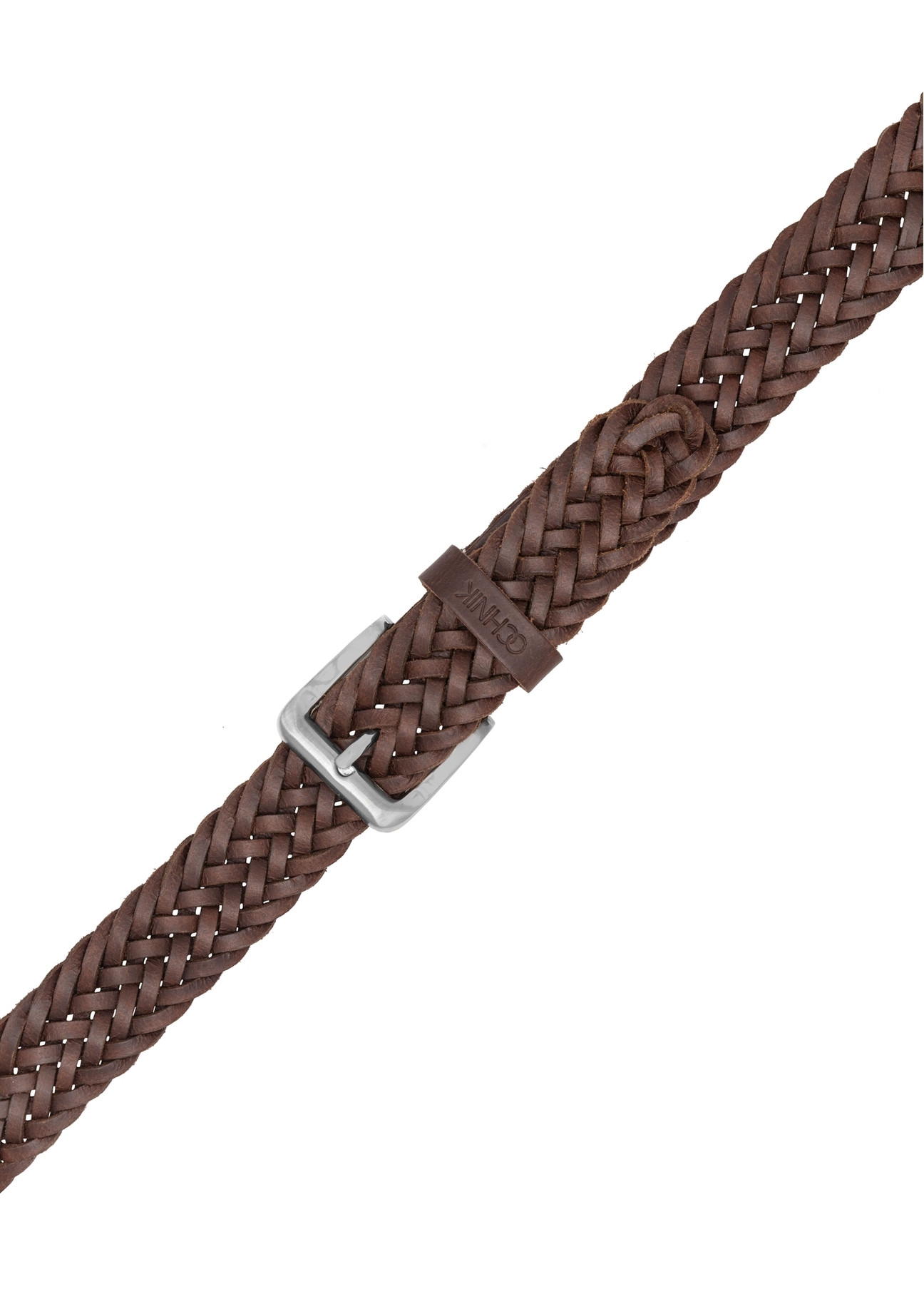 Brązowy pleciony pasek męski PASMS-0283-1I(W26)