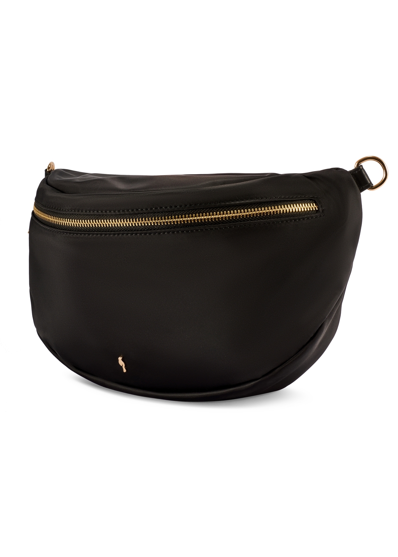 Czarna duża nerka damska TOREN-0345-99(W26) - widok produktu po skosie, na białym tle. 