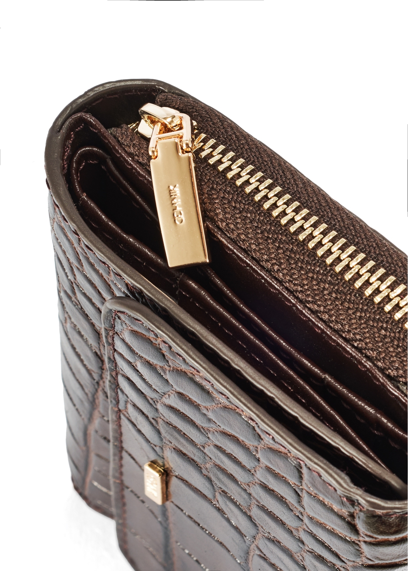 Brązowy portfel damski croco PORES-0953-89(W25)