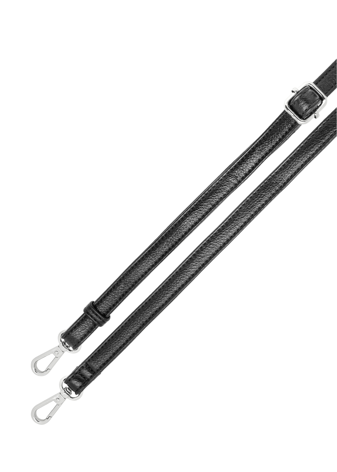 Czarna średnia torebka damska TOREC-1121-9I(W26), widok na pasek produktu na białym tle.