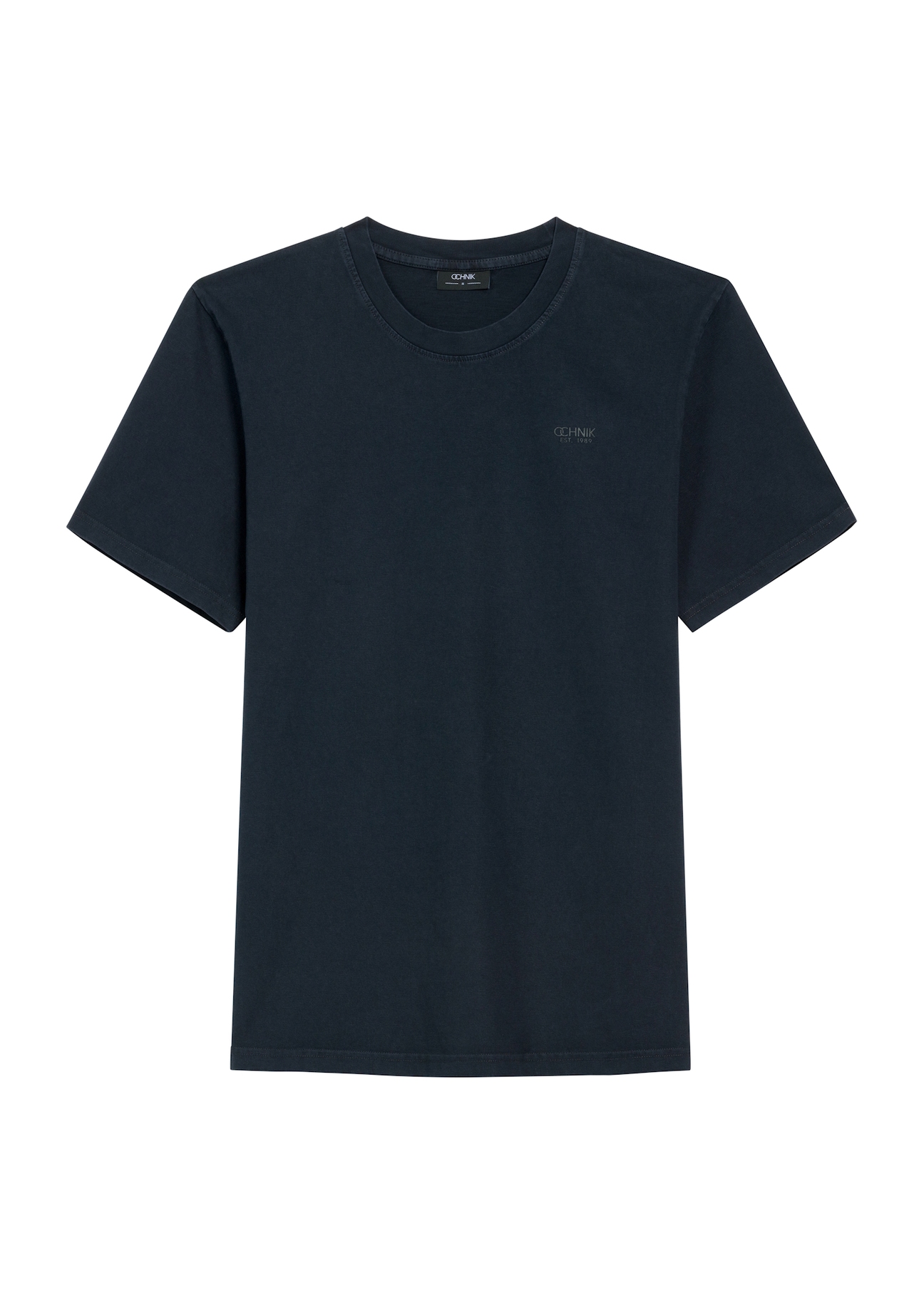 T-shirt męski w kolorze granatowym TSHMT-0134-68(Z25), widok produktu od przodu na białym tle.