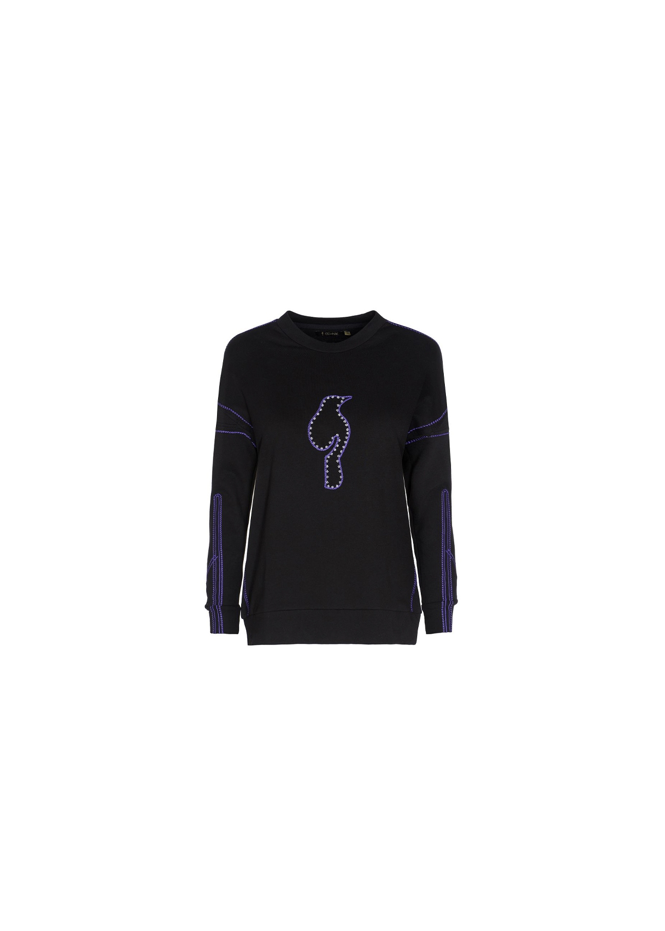 Bluza damska z fioletowymi elementami BLZDT-0013-99(W19)-01