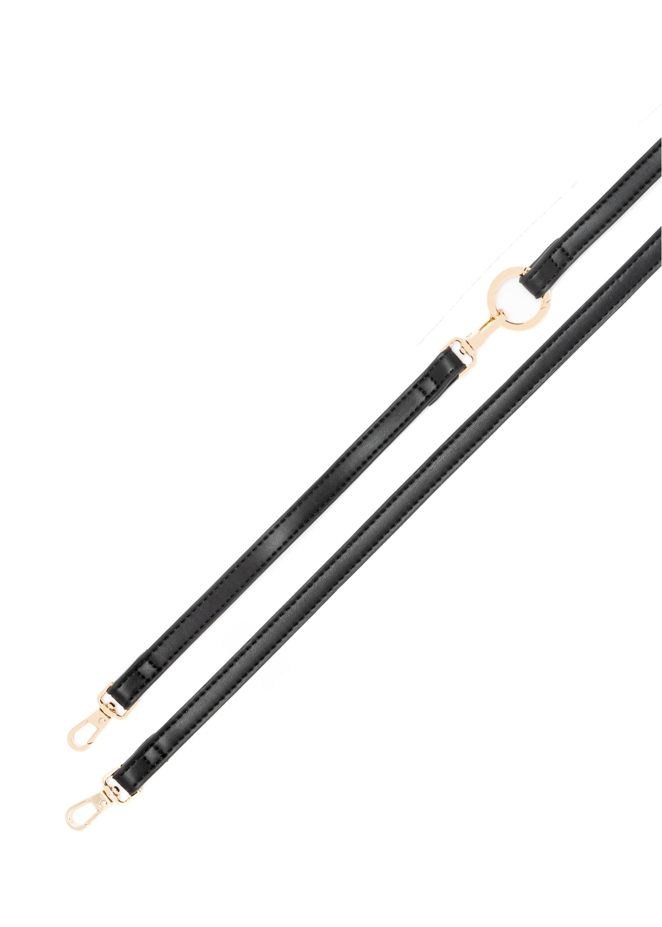 Czarny portfel damski z paskiem POREC-0431-99(W26), widok paska produktu na białym tle.