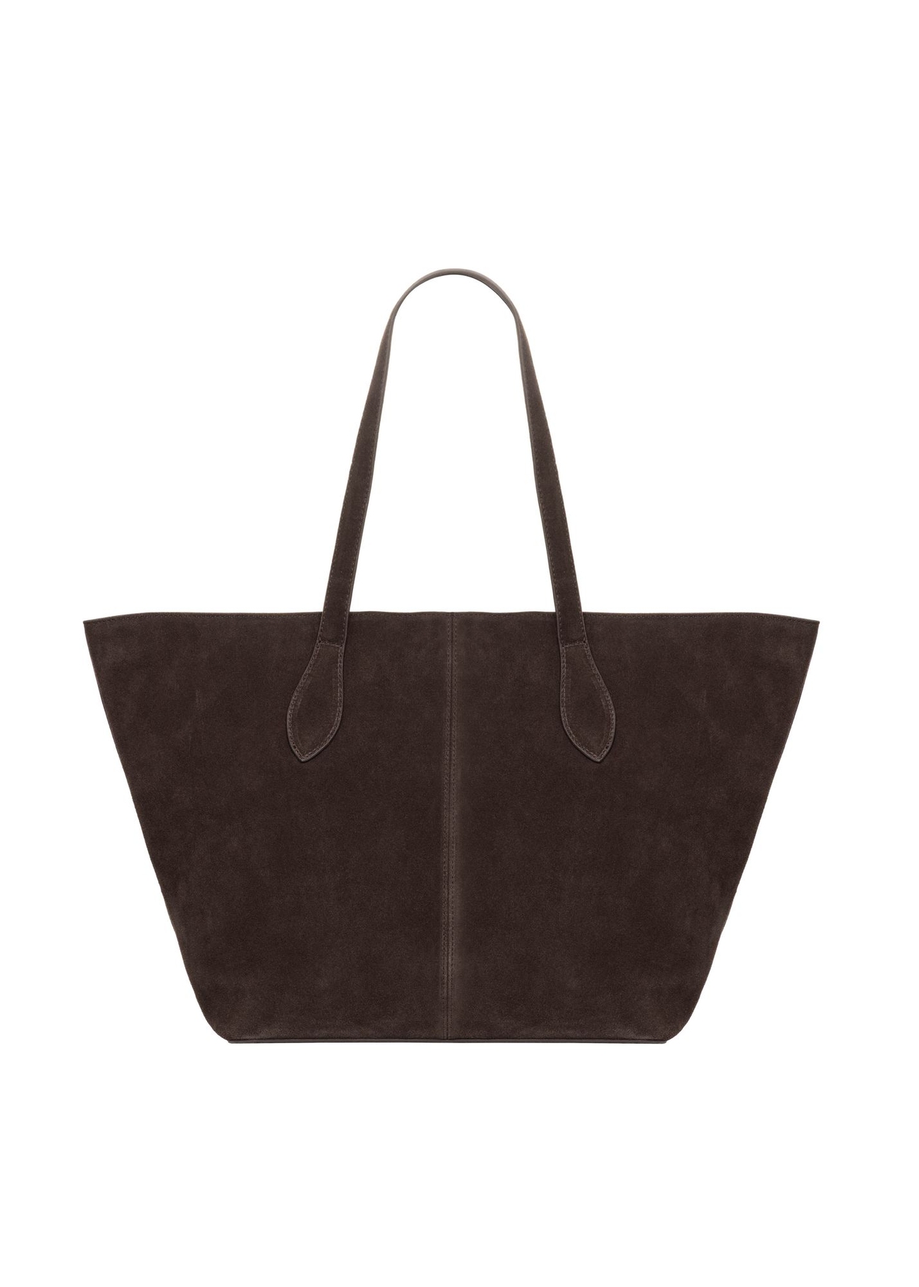 Brązowa torebka damska typu shopper TORES-1407-1I(Z26) - widok produktu z tyłu, na białym tle.