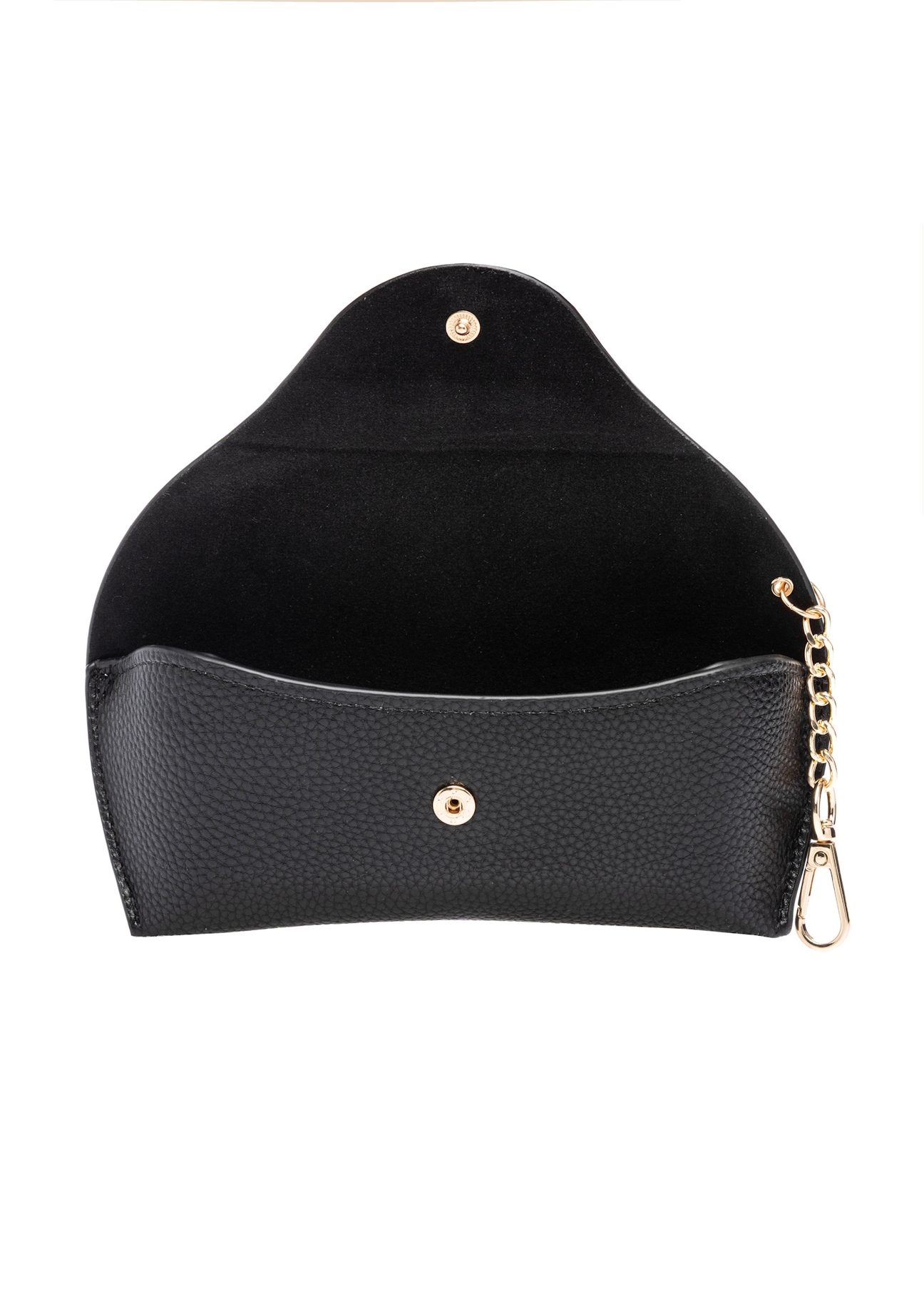 Czarne etui na okulary POREC-0435-99(W26), widok produktu w środku na białym tle.