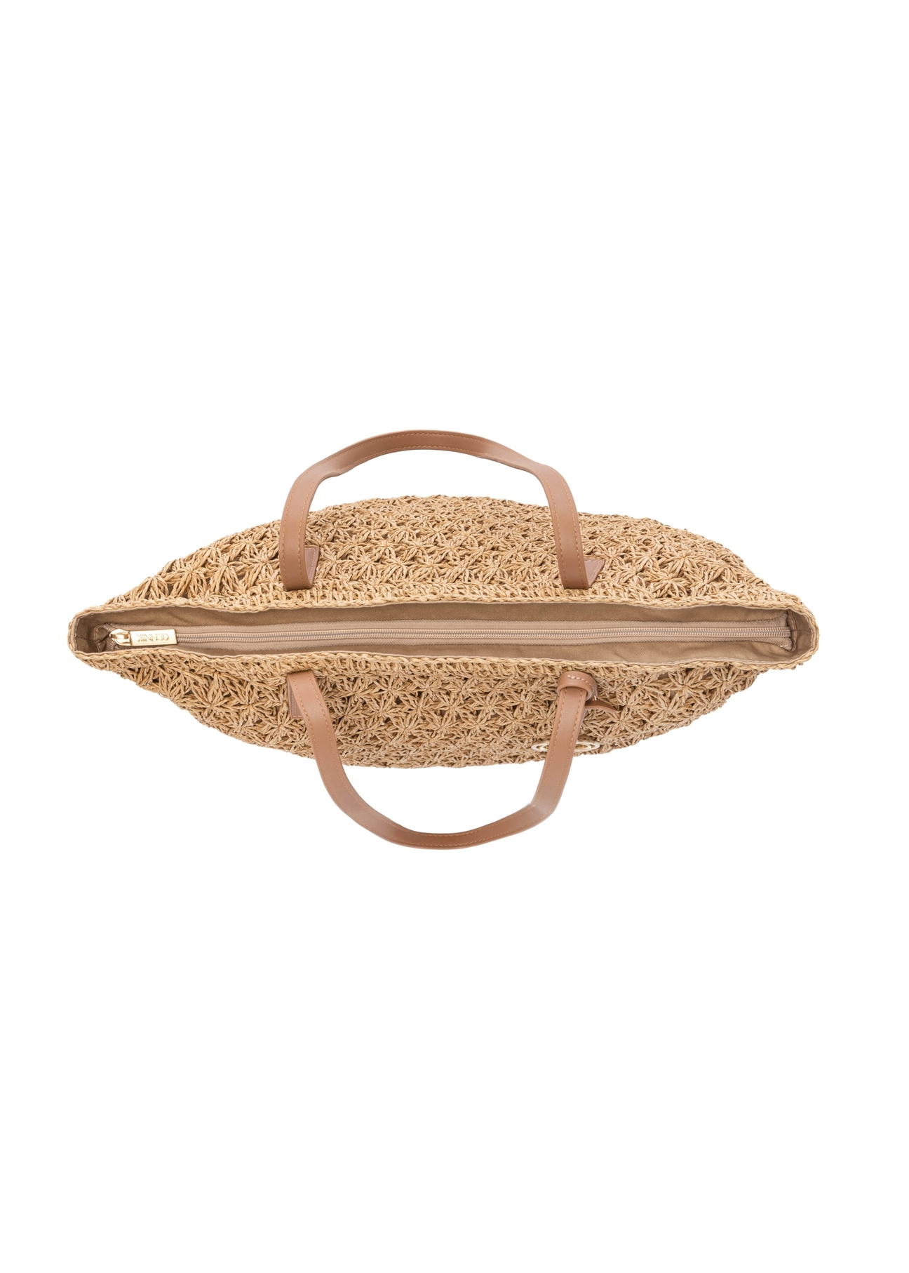 Słomkowa torebka shopper TOREC-1218-1E(W26) - widok produktu z góry, na białym tle. 