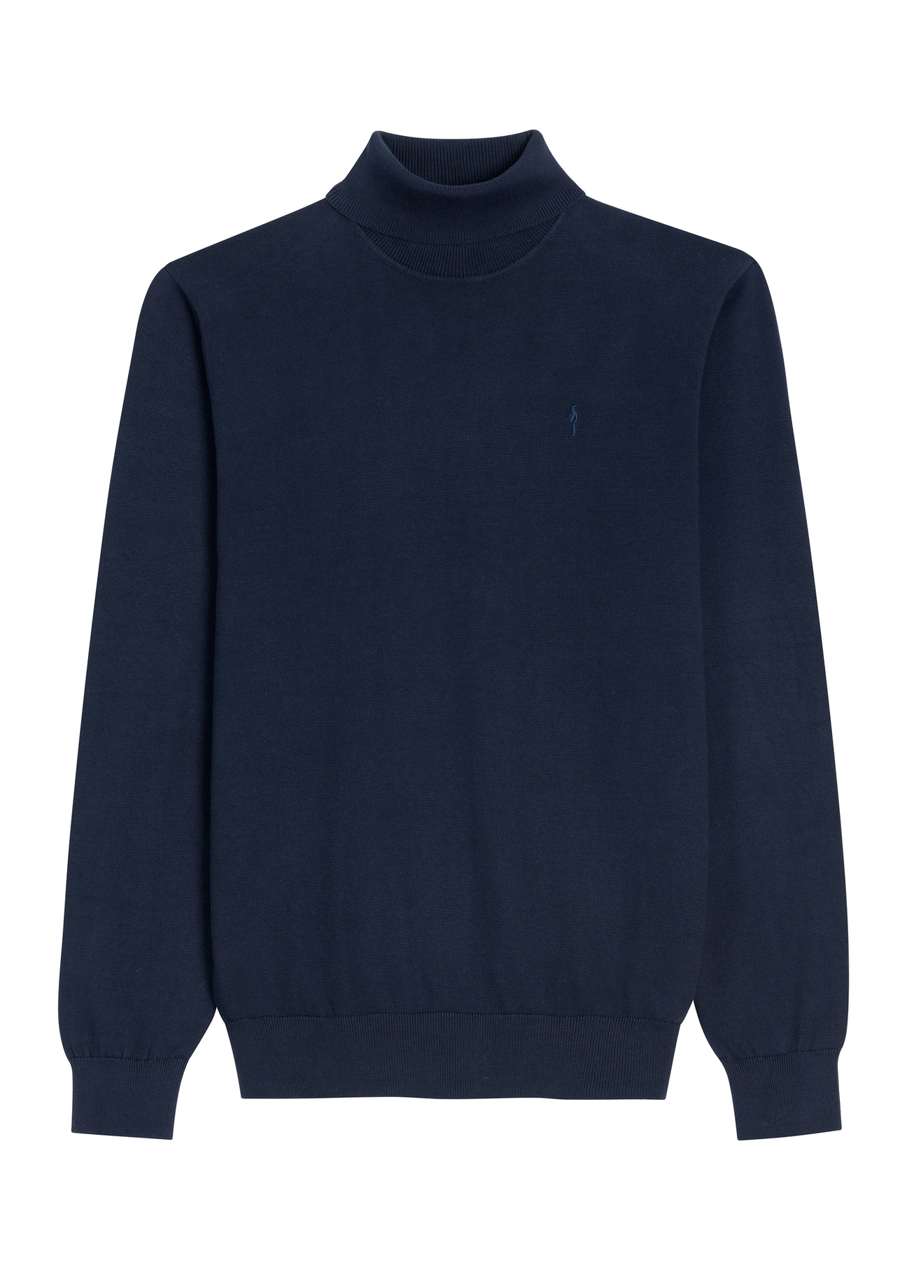 Sweter męski z golfem w kolorze granatowym SWEMT-0095B-7E(Z26), widok produktu z przodu na białym tle.