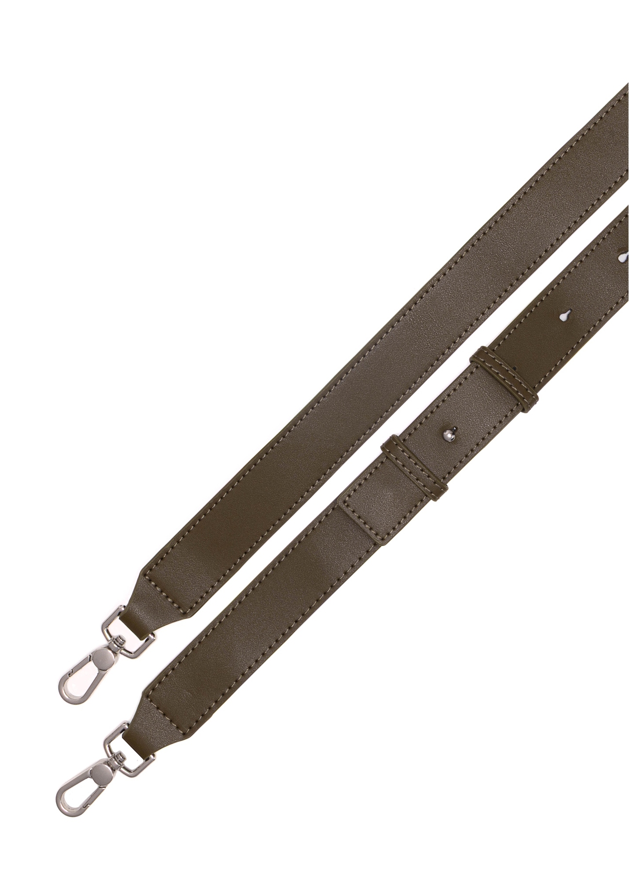 Zamszowa torebka damska w kolorze khaki TORES-1192-55(Z25), widok pasków produktu na białym tle.