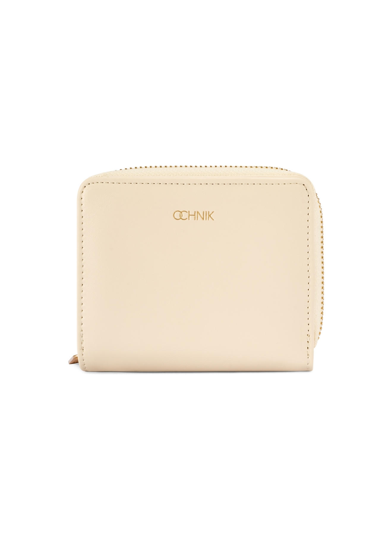 Kremowy średni portfel damski POREC-0412-0B(W26), widok produktu z przodu na białym tle.