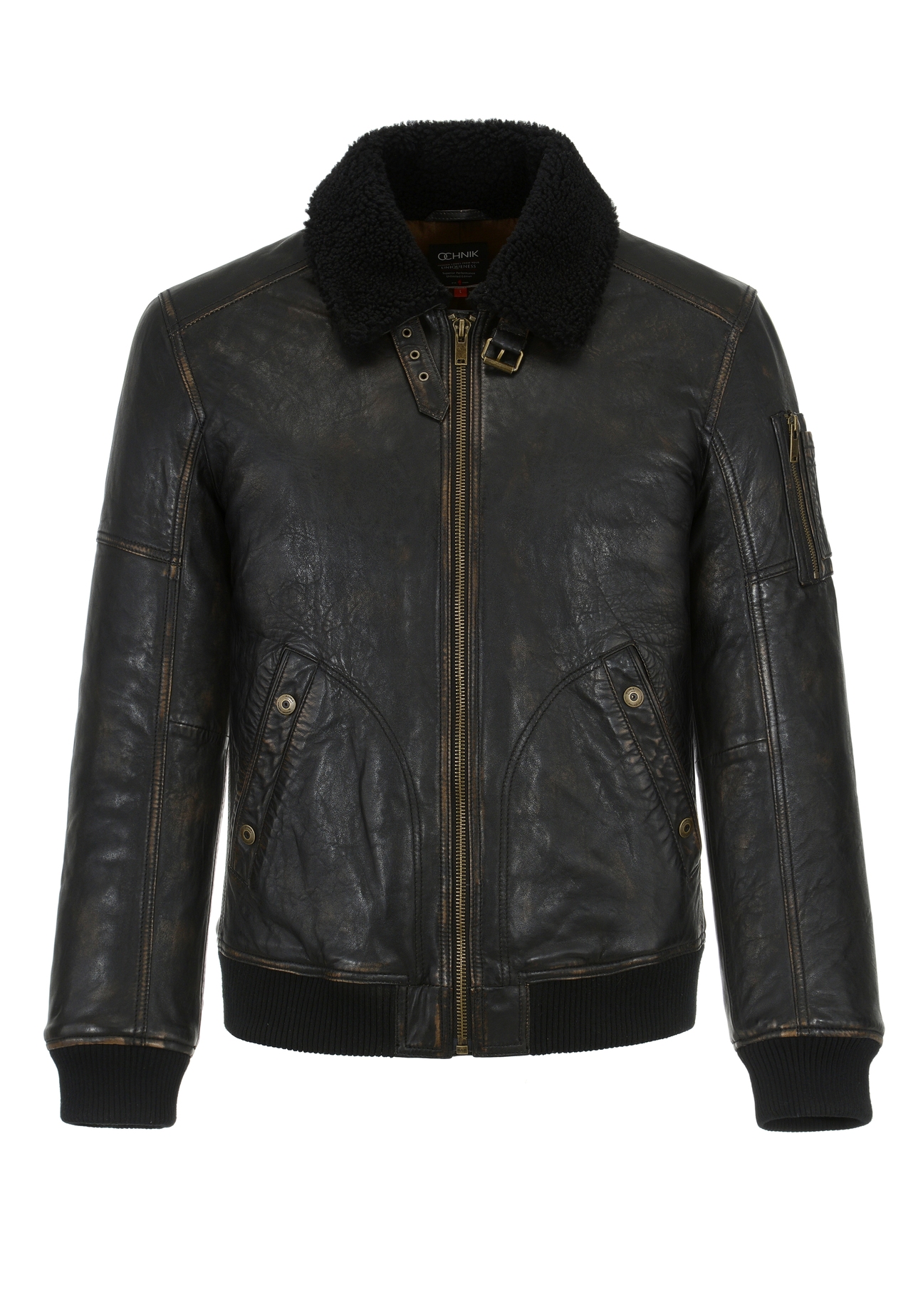 Kurtka skórzana męska w stylu bomber jacket KURMS-0286-1251(Z22)-05