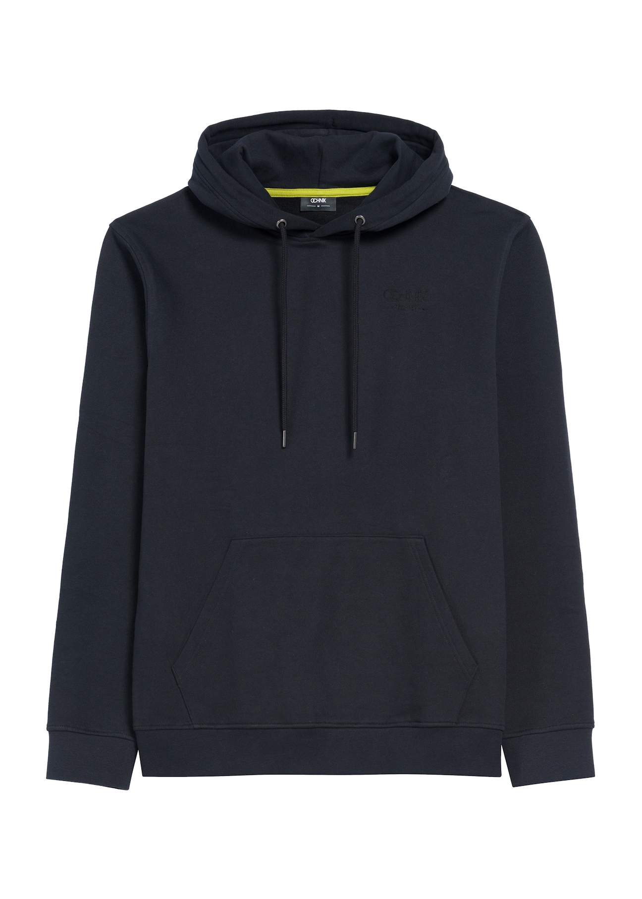 Czarna bluza męska z kapturem BLZMT-0073-99(Z25), widok produktu z przodu na białym tle.