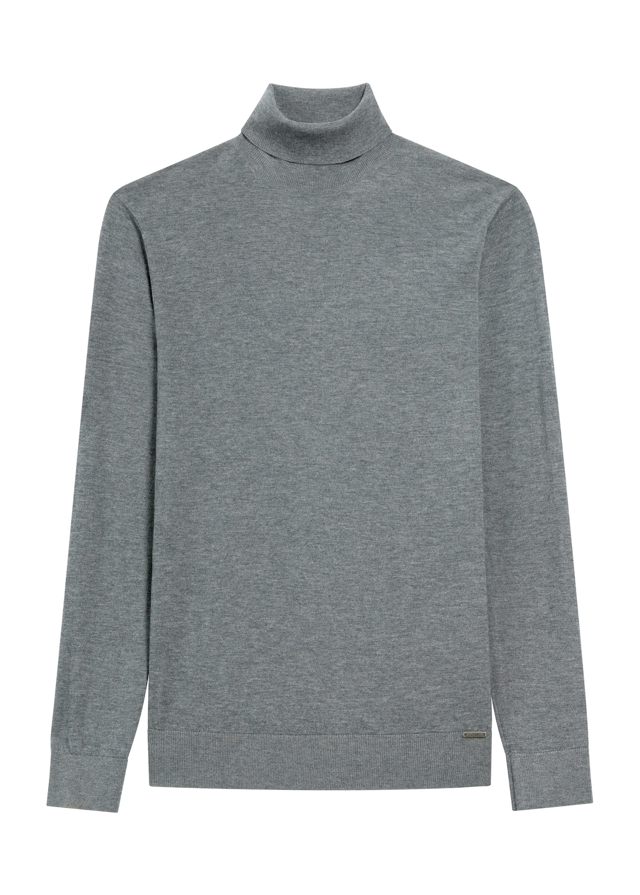 Grafitowy sweter męski z golfem SWEMT-0185-95(Z25), widok produktu z przodu na białym tle.