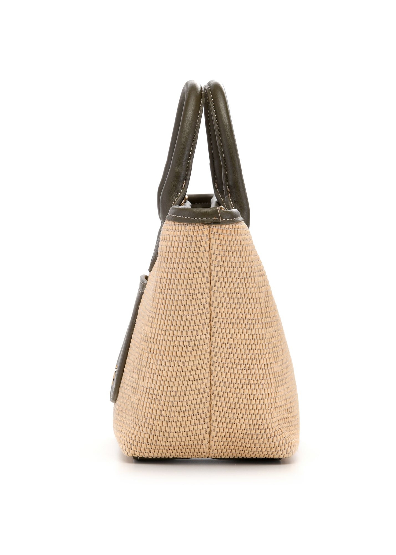 Pleciona mała torebka damska TOREC-1230-1E(W26) - widok produktu z boku, na białym tle.