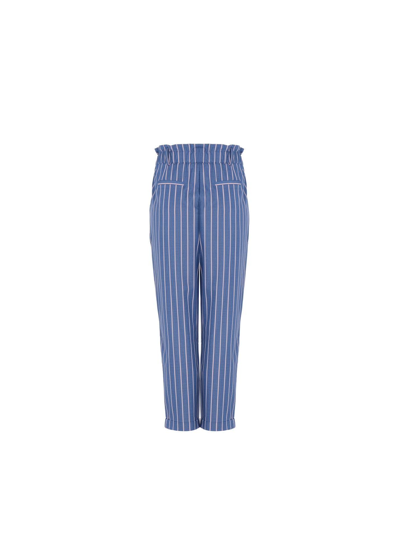 Niebieskie spodnie w paski damskie  SPODT-0041-61(W20)-02