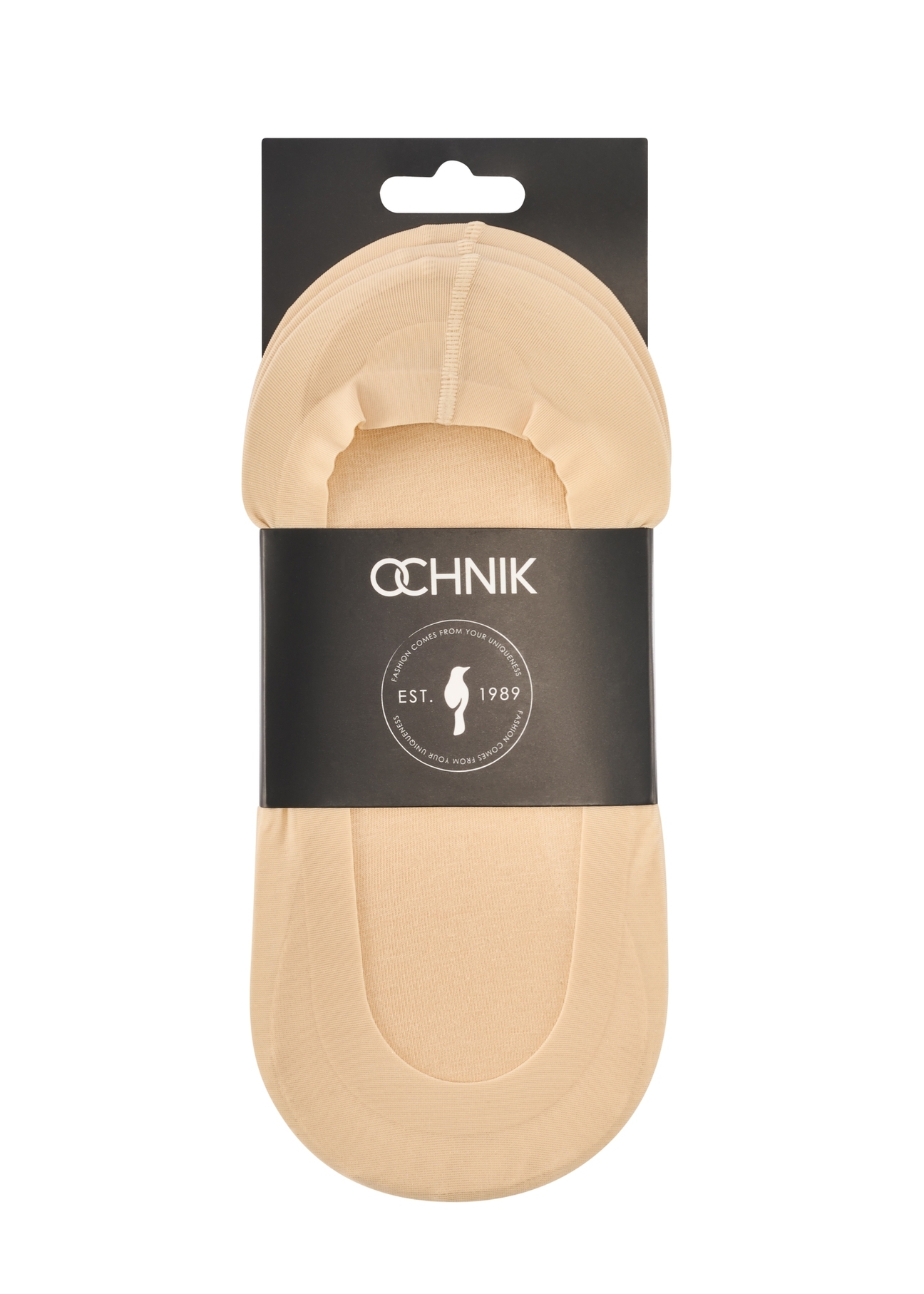 Zestaw beżowych stopek damskich ZESDT-0032-1B(W26) - widok produktu od góry, na białym tle. 