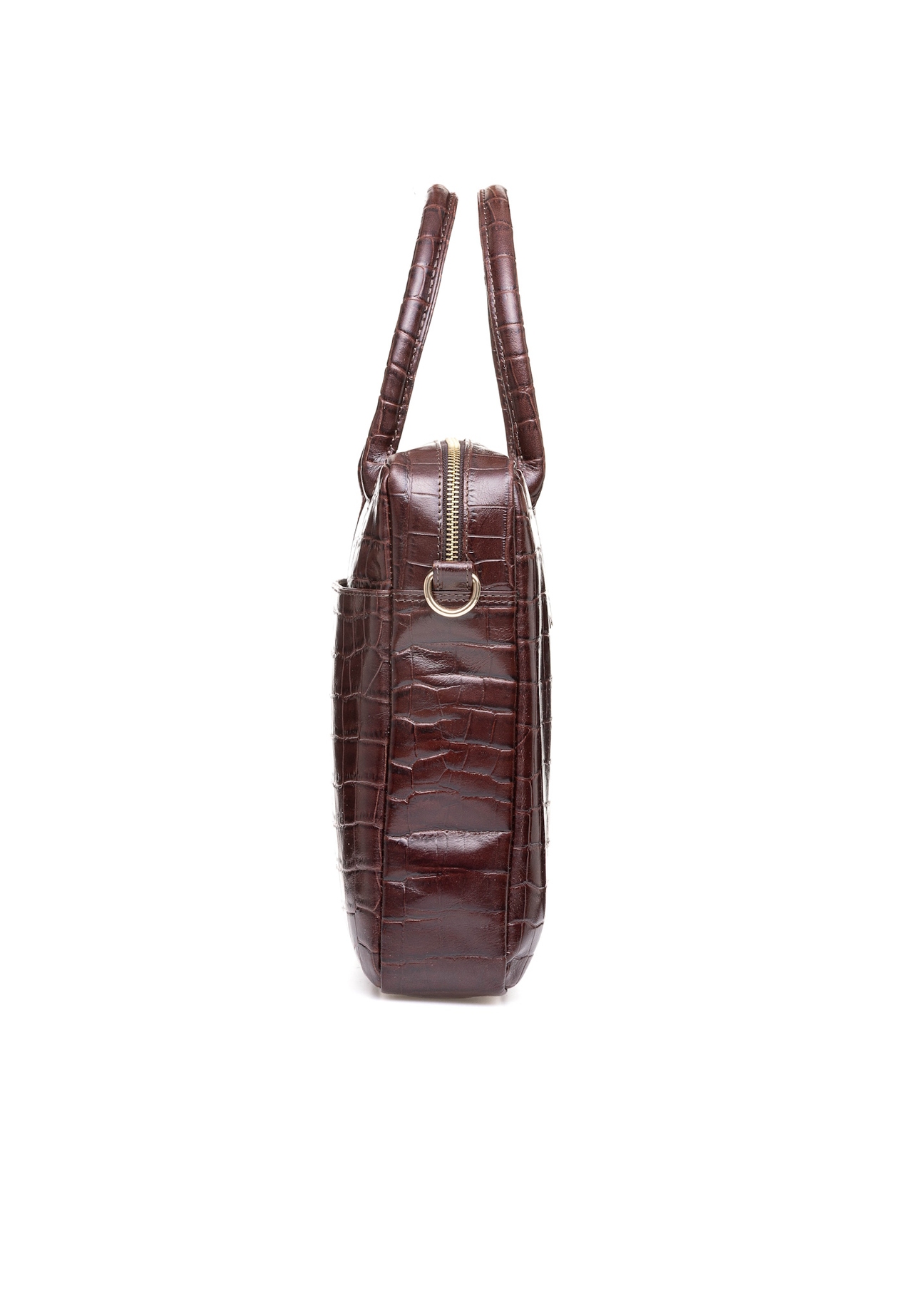 Skórzana elegancka torba damska croco TORES-1128E-89(Z25), widok produktu z boku na białym tle.  