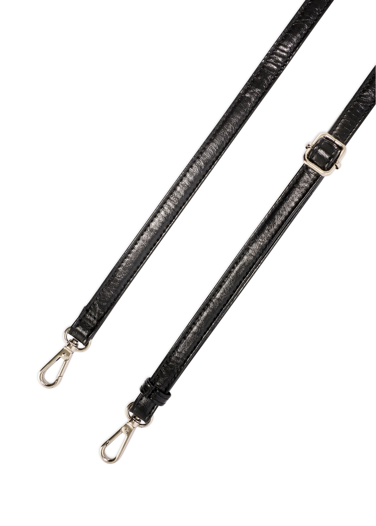 Średnia czarna torebka damska TOREC-1121-9F(W26), widok paska produktu na białym tle.