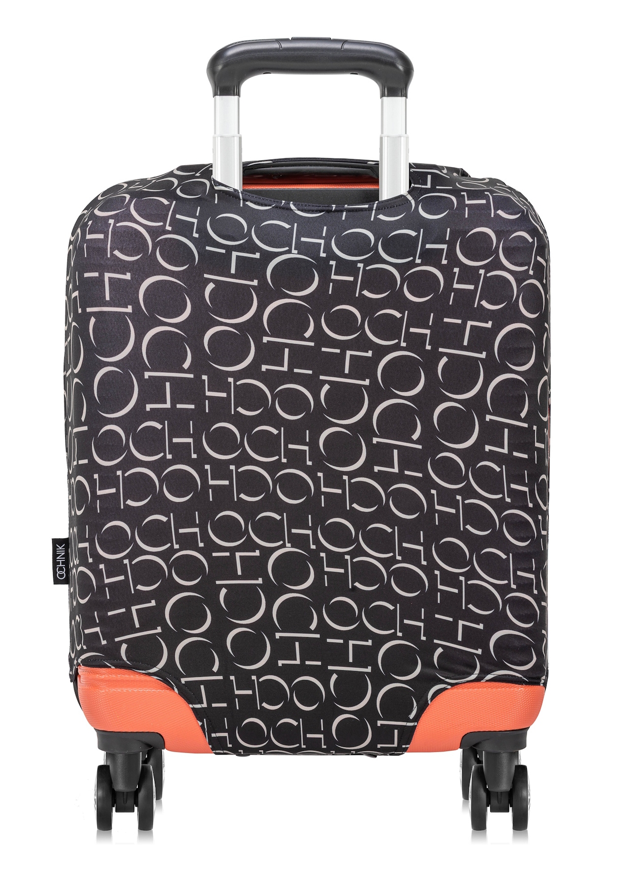 Pokrowiec na małą walizkę z monogramem AW-013-0001-98-S(W25), widok produktu na walizce na białym tle.