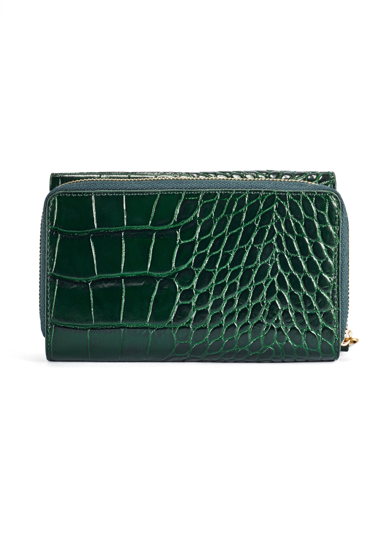 Zielony skórzany portfel damski croco PORES-0952-51(W25)