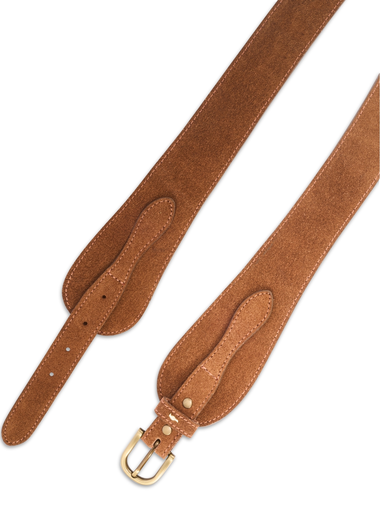 Brązowy zamszowy pasek damski PASDS-0330-89(Z25)
