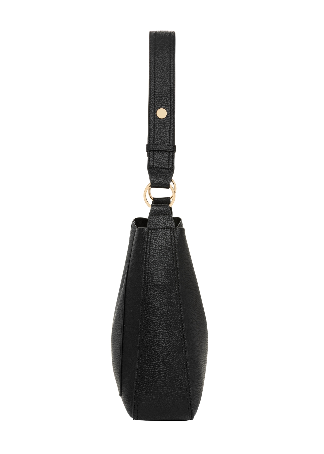 Czarna torebka damska hobo TOREC-1257-9I(Z26) - widok produktu z boku na białym tle. 