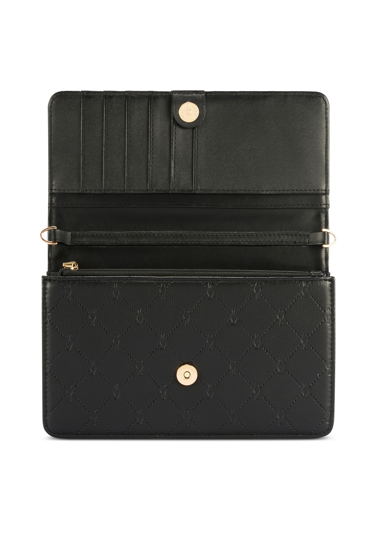 Mała torebka damska w kolorze czarnym TOREC-1178-9P(W26), widok produktu z przodu na białym tle.