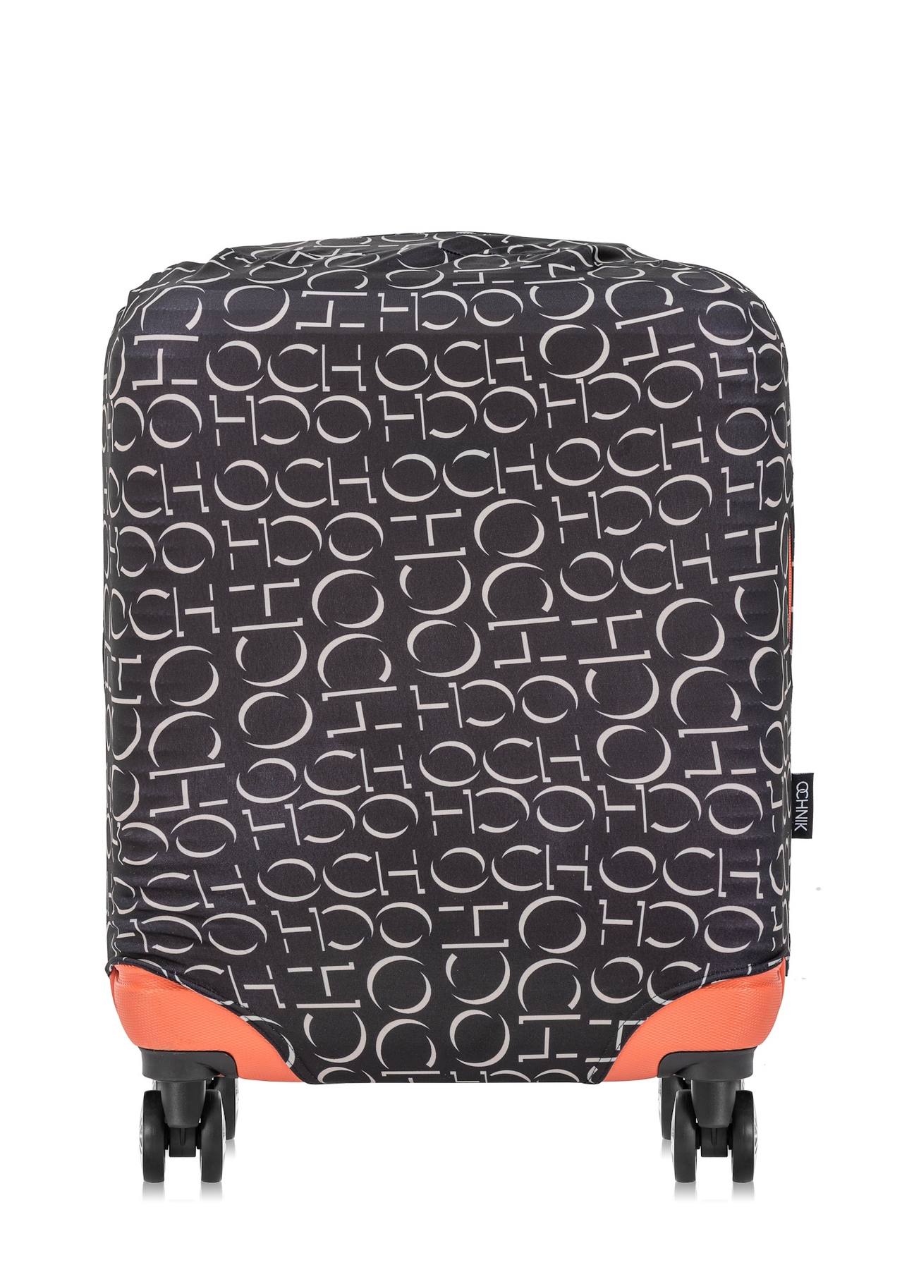 Pokrowiec na małą walizkę z monogramem AW-013-0001-98-S(W25), widok produktu na walizce na białym tle.
