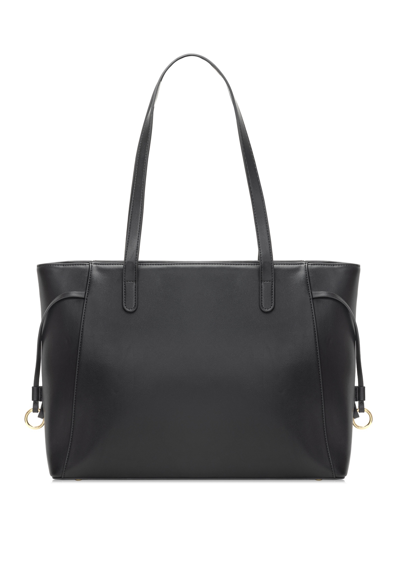 Czarna torebka shopper TOREC-1029-99(W26), widok produktu z tyłu na białym tle.