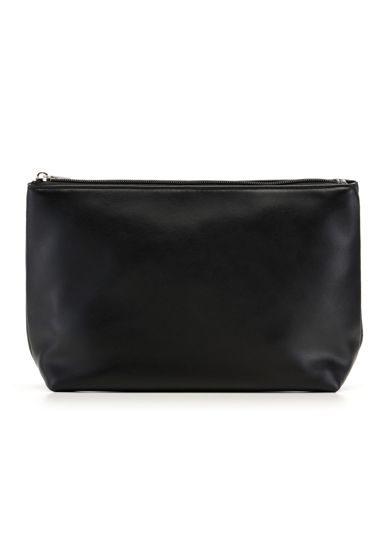 Czarna pleciona torebka shopper TOREC-1148-99(W26) - widok produktu z przodu, na białym tle. 