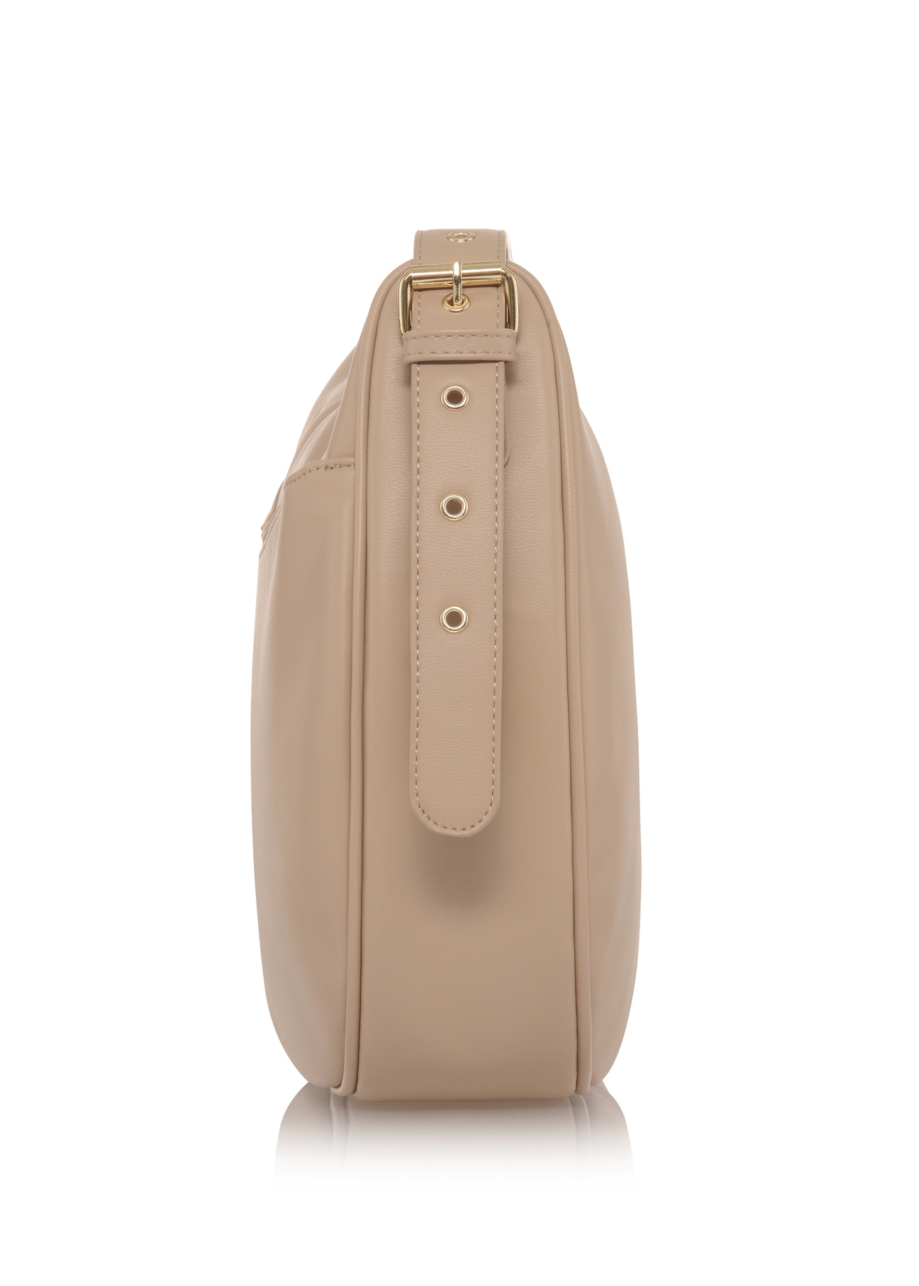 Beżowa torebka damska typu saddle bag TOREC-0814-80(W23)-03