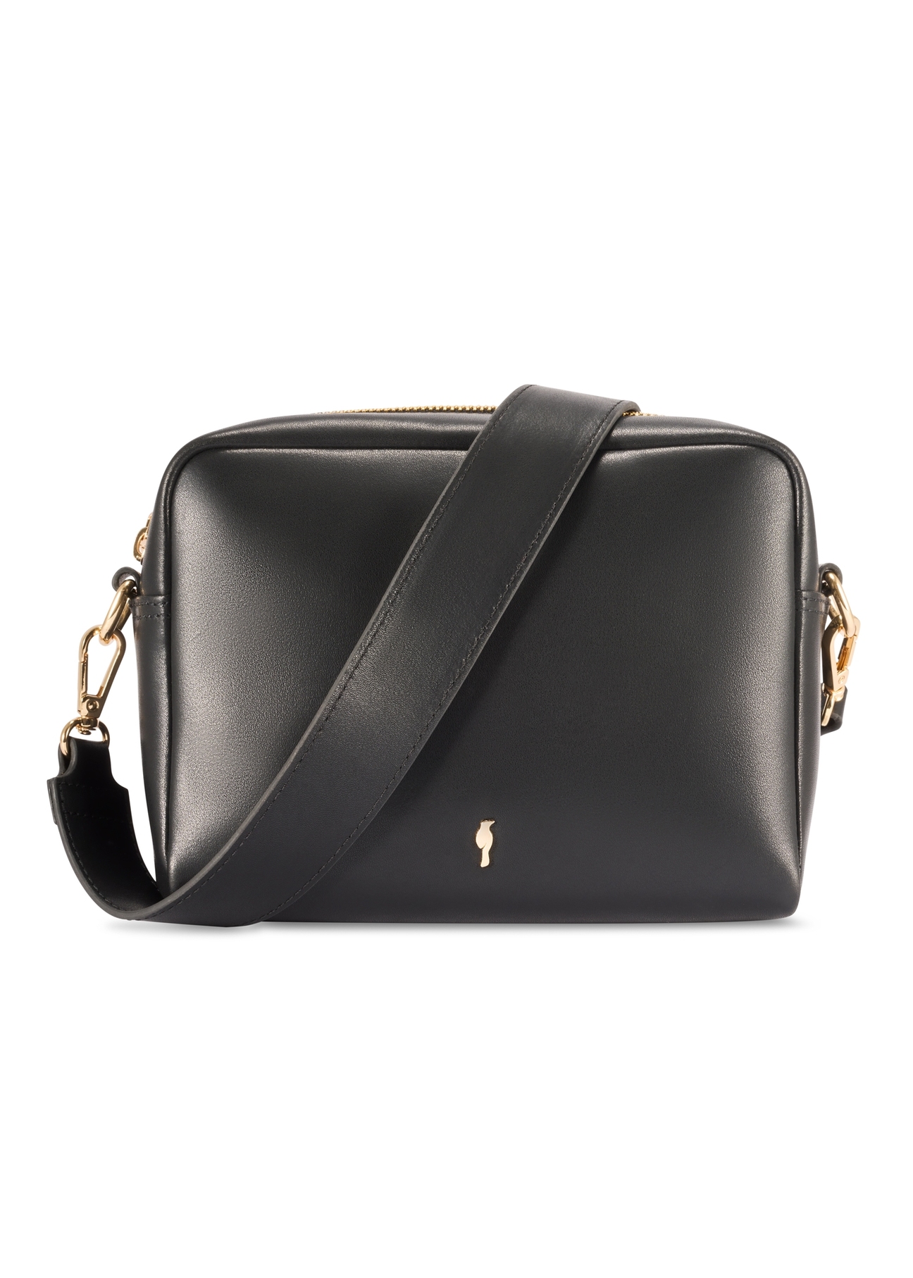 Czarna skórzana torebka damska TORES-1261-99(W26) - widok produktu z przodu, na białym tle. 