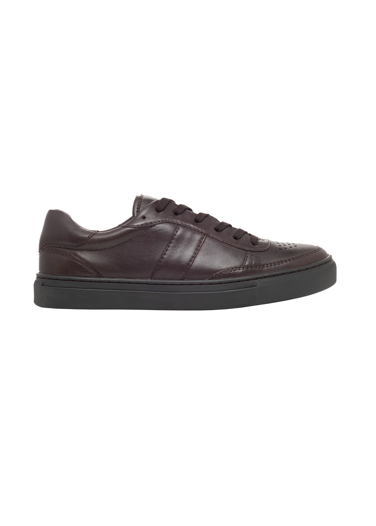 Skórzane sneakersy damskie w kolorze ciemnobrązowym BUTYD-1294-1I(Z26)