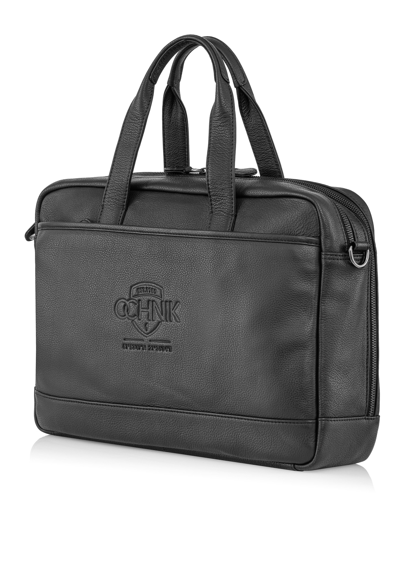Skórzana torba męska z tłoczonym logo TORMS-0015B-99(W23)-02