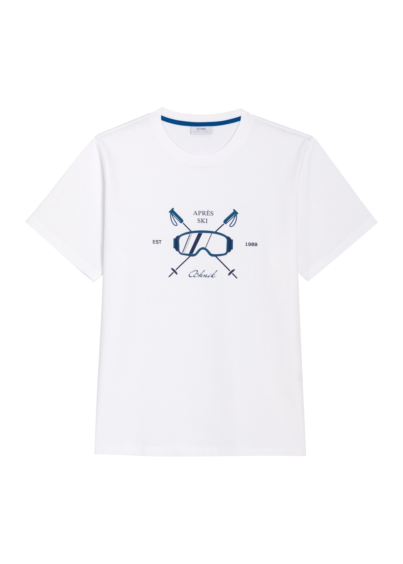 Biały T-shirt męski z nadrukiem TSHMT-0160-0A(Z26), widok produktu z przodu na białym tle.