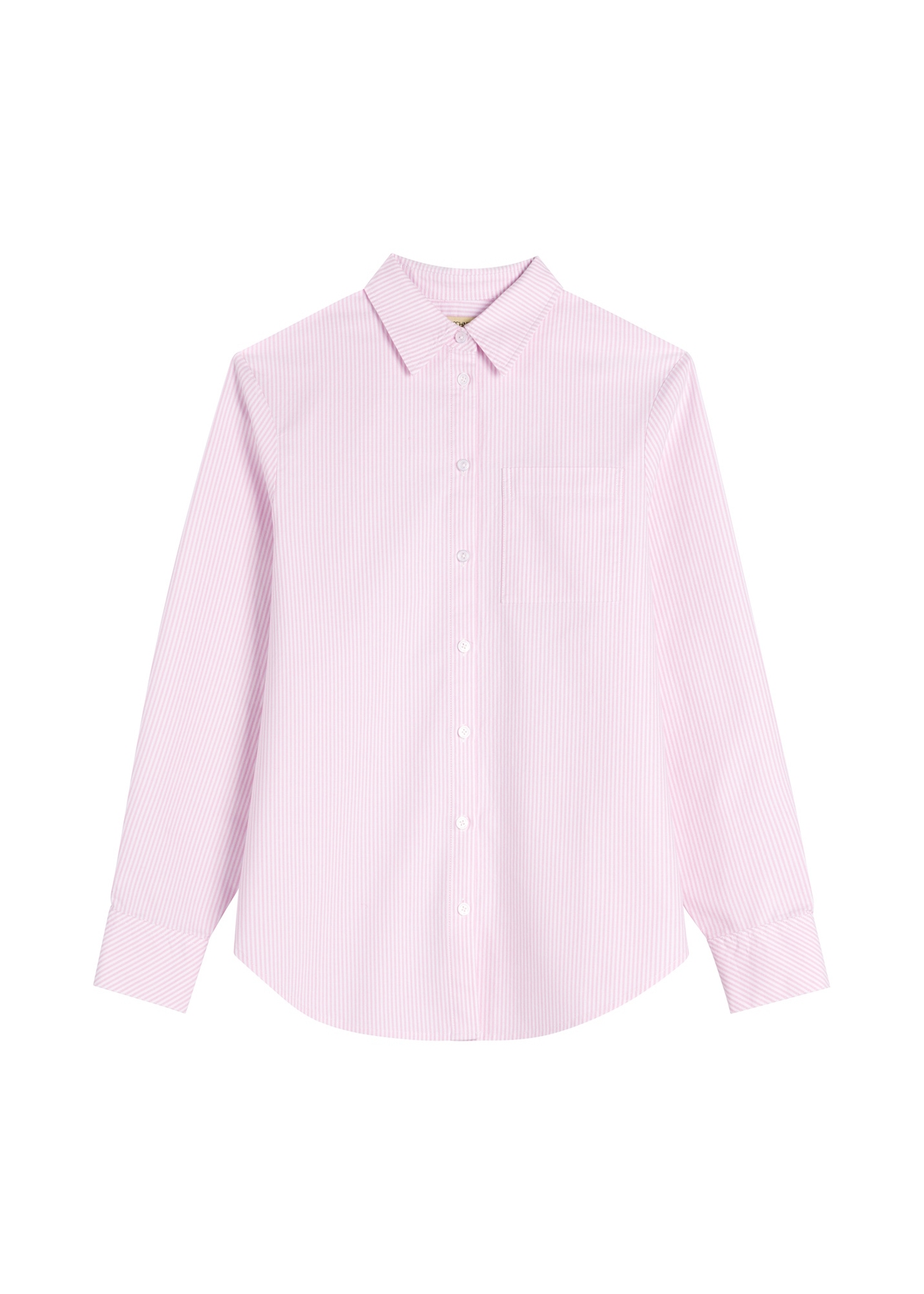 Bawełniana koszula damska w paski KOSDT-0184-5B(W26), widok produktu z przodu na białym tle.