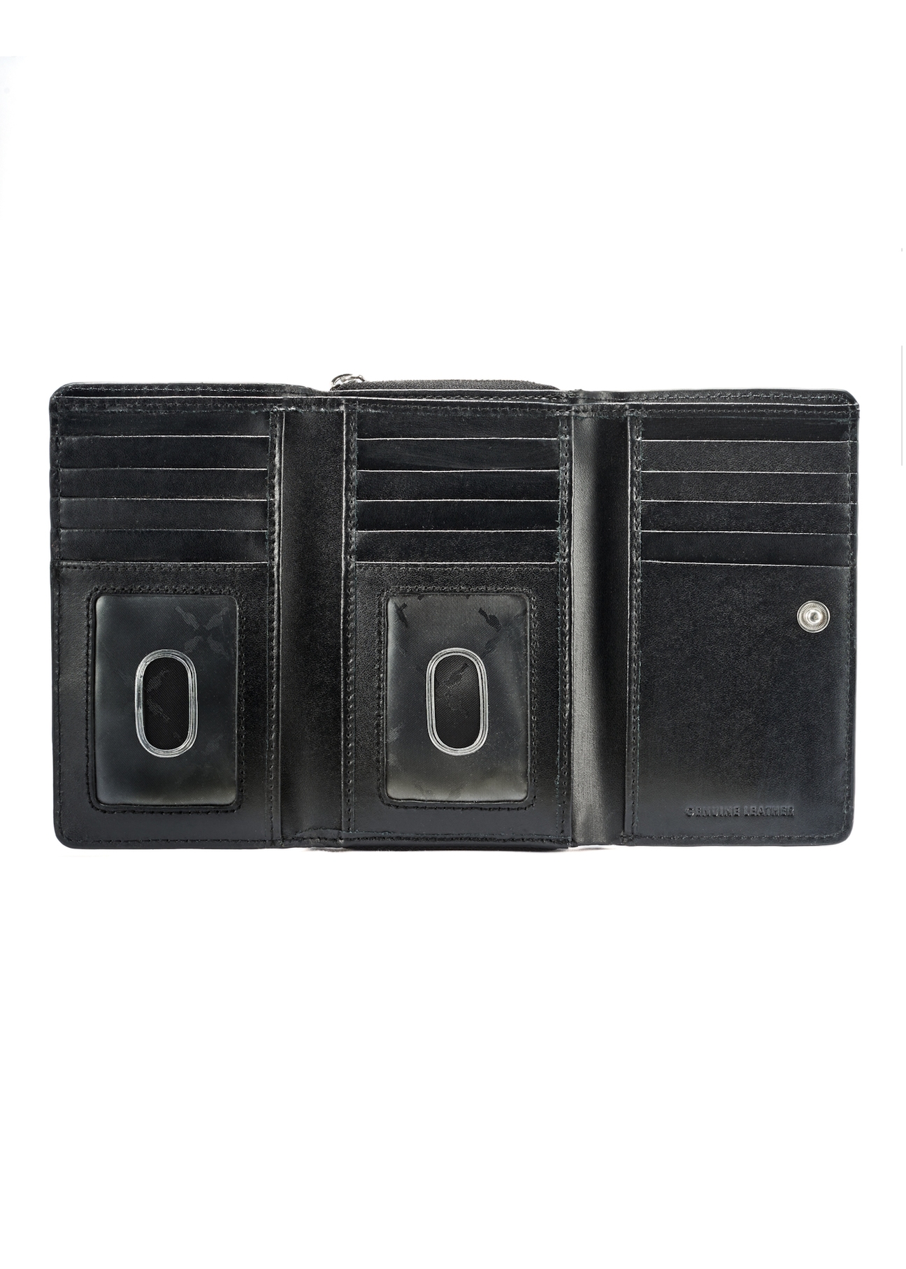Czarny skórzany portfel damski z monogramem PORES-0882A-99(W25)