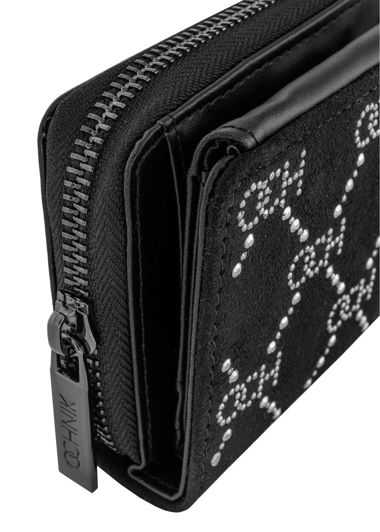 Czarny mały portfel z monogramem damski POREC-0341-99(Z23)-06