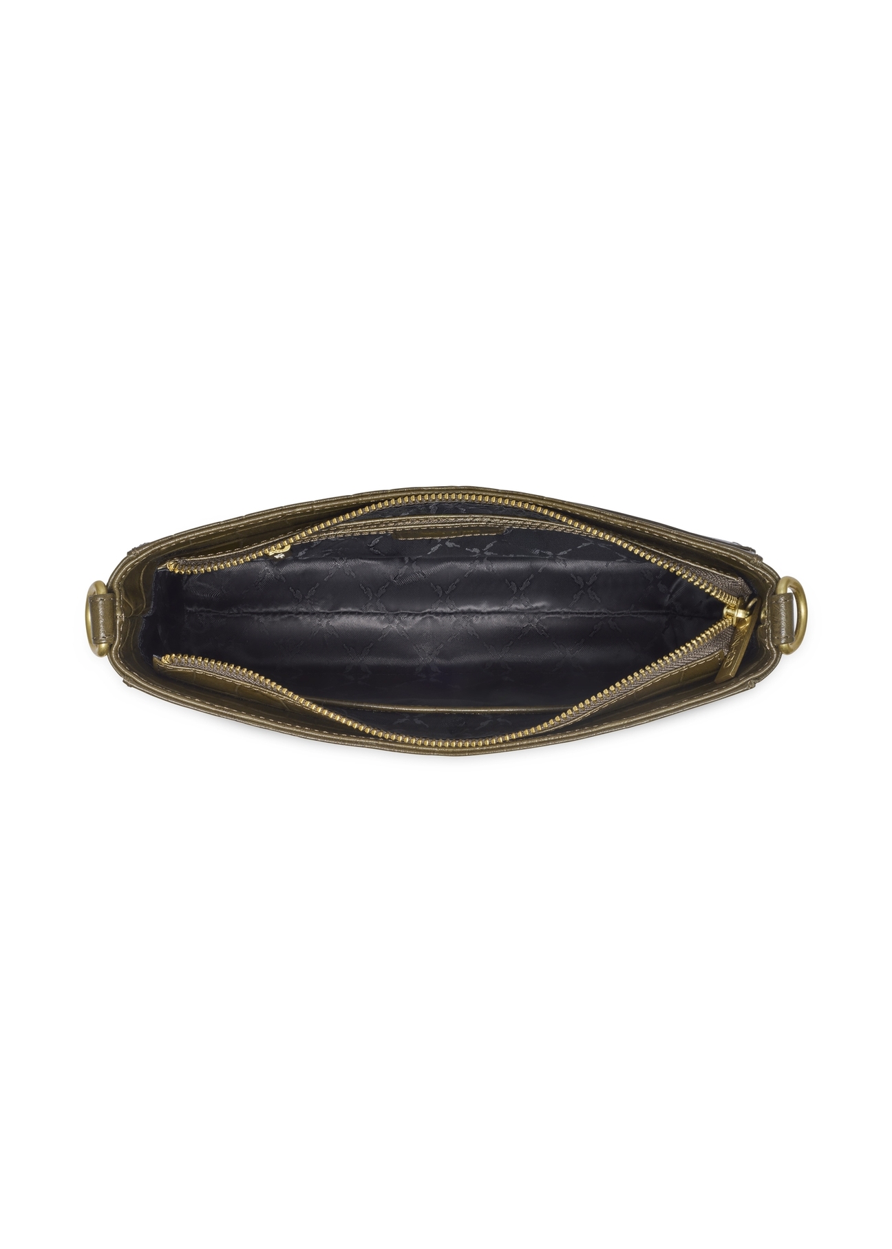 Skórzana khaki torebka croco TORES-1326-8D(Z26), widok produktu w środku na jasnym tle.